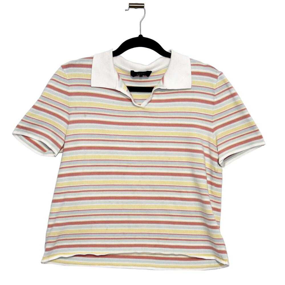MaxMara Weekend Made in Italy Striped Pastel Knit Short Sleeve Crop Top XL